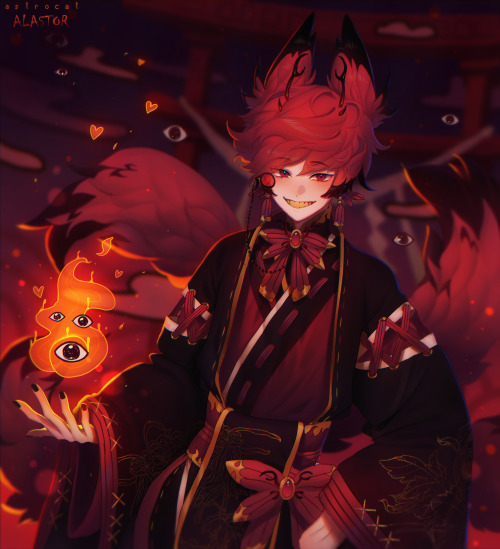 little non-canon kitsune Alastor! Burn baby burn!!