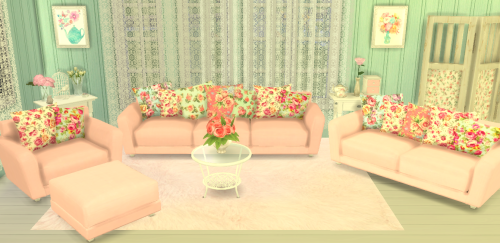 duckdiva:sunshineandrosescc:Shabby Chic Living Room Set *Set of 3-4 Pieces in each set. Mesh created