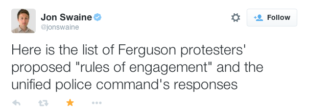 justice4mikebrown:  November 21: List of Ferguson protesters’ proposed “rules