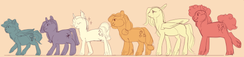 jayrockin:The mane six as my weird spec bio ponies. Mostly I wanted to mess with their designs and g