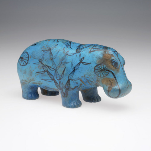 archaicwonder: Egyptian Faience Hippopotamus, c. 2040-1638 BC The bright blue color of this hippo se