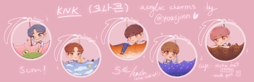 lalondead: lalondead: ✧ KNK ACRYLIC CHARMS ✧5€/each or 23€/full set [+ shipping]!! PRE