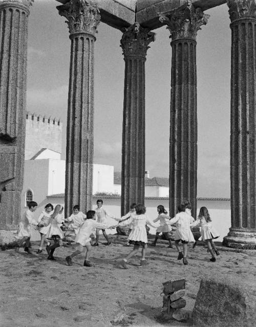 poetryconcrete: Children playing in the temple of Diana, 1973, in Évora, Portugal. 