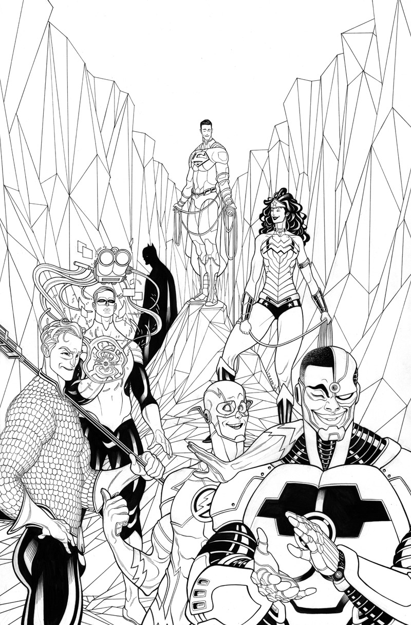 traddmoore:  JLA Issue 3 variant by Tradd Moore (lines) and Rico Renzi (colors)