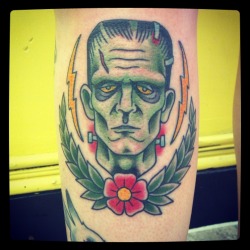 meemeemo:  My Frankenstein’s Monster (done by Brian Hemming at Regeneration Tattoo - Allston, MA) 