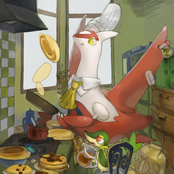 alternative-pokemon-art:  Artist A cute picture of Pokemon cooking together by request.