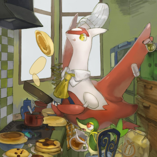 alternative-pokemon-art:ArtistA cute picture of Pokemon cooking together by request.