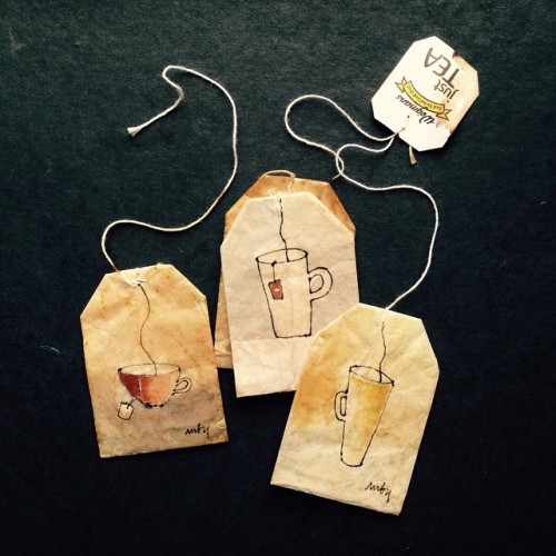 363 days of tea. Day 138. #recycled #teabag #art #teacups #teatime #drawing #journal