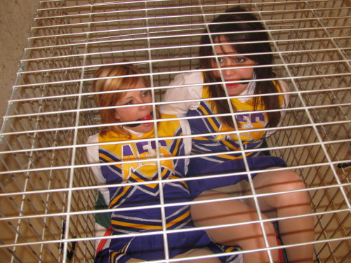 dicks-bondage-babes:  Shelly and Cindy are not gong to make it to cheer practice today.