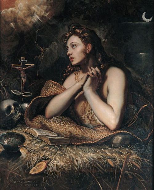 todiewasanartt: Domenico Tintoretto, The Penitent Magdalene, 1598-1602 c. (details)