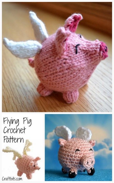 diychristmascrafts:DIY 3 Flying Pig Free Patterns. *Tip: With quite a few DIY blogs going dead and d