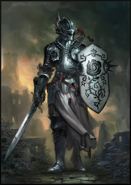 quarkmaster:Knight of The Black roseFan art I did based on Matthew Colville’s Knight’s of the black 
