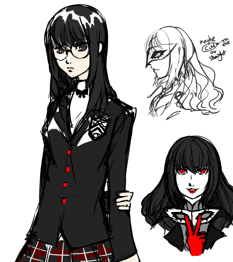 mediseller:   genderbent vers of p5 protagonist and goro akechi i finally completed