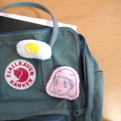 tardytulip:  egg n girl badges i sewed on