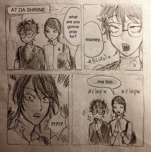 zeeenya:Other greatest hits from my sketchbook: these stupid Persona 5 comics. My Persona 5 protag c