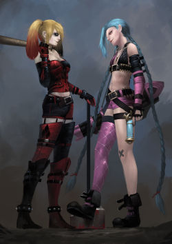 league-of-legends-sexy-girls:  Jinx and Harley Quinn