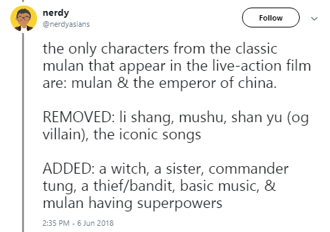 xleeleeboox:  niggazinmoscow: Mulan deserves much better than that  It’s literally