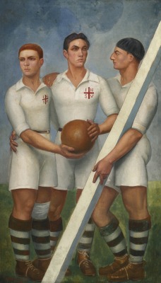 thunderstruck9:  Ángel Zárraga (Mexican, 1886-1946), Tres futbolistas con boina [Three football players with cap], 1921. Oil on canvas, 214.3 x 124.5 cm.