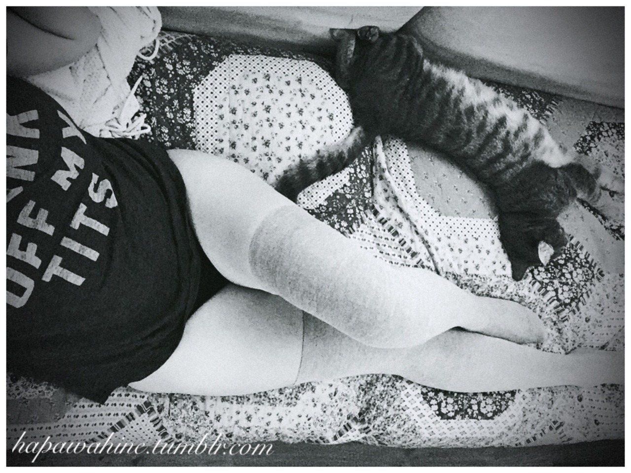 hapawahine:  My very first set of long socks &amp; they make my thighs look fat.