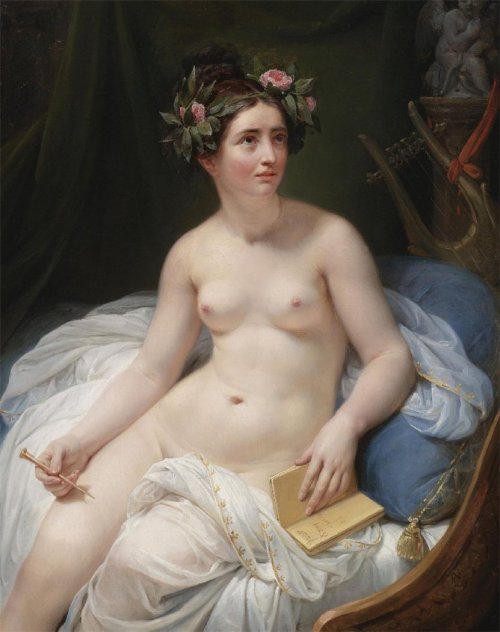 The Poetess Sappho. Circle Jacques-Louis David (attr. to François Gérard, French, 1770-1837). Oil on