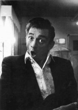 chuckabillyclay:  Johnny Cash, goofing for the camera. #chuckabillyrules 