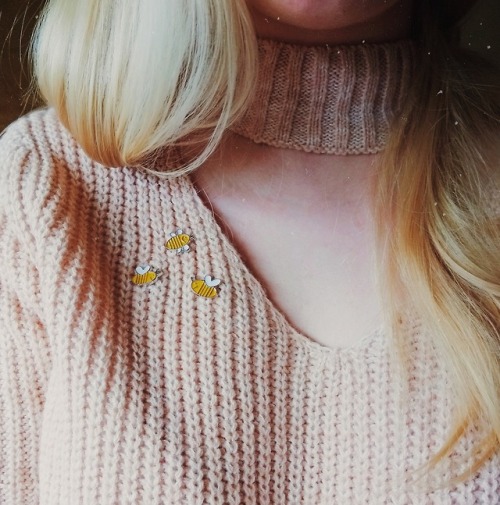 3 tiny bee pins from @thewannabeeeTheWannaBee