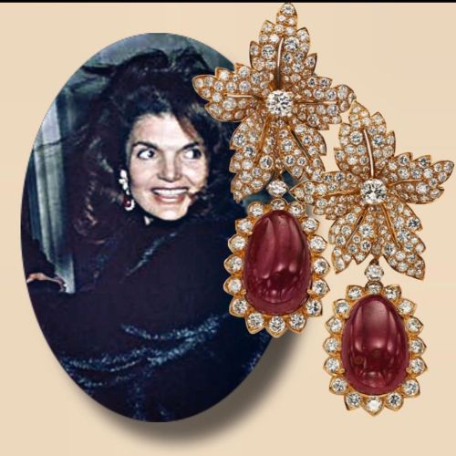 Jackie Kennedy Onassis’ Van Cleef And Arpels Ruby Earrings ___________ These spectacular ruby 