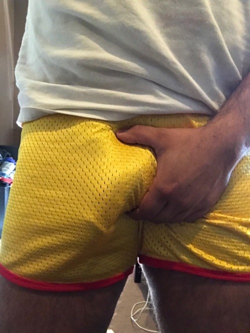 prettyricky8:  Bulge and cum in Andrew Christian shorts