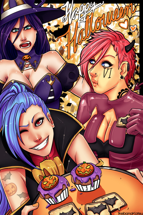  HAPPY HALLOWEEN SUMMONERS!  Poor Cait, all the morning working on those cookies and cupcakes and Jinx and Vi started to eat them without permission :c Not very happy with the result but I didn’t have time for doing other XD I’ll try to have