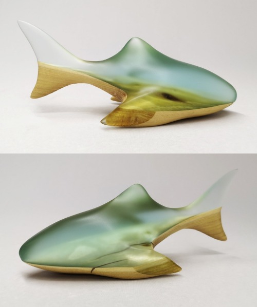 sosuperawesome:Wood and Resin Sharks and WhalesYurii Myketka on Etsy 