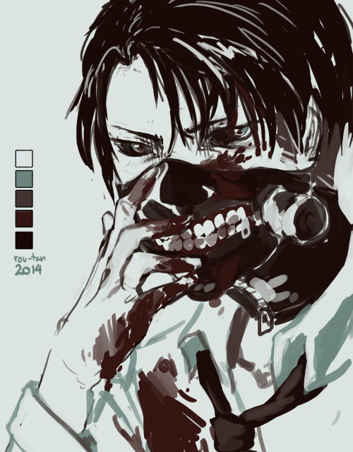 rou-tan:  Hehehe. No one said it couldn’t be a Tokyo Ghoul cross over (/’v’)/  Dang it’s been a while since I drew Levi. I always feel its harder to draw him if I don’t continuously do it. 