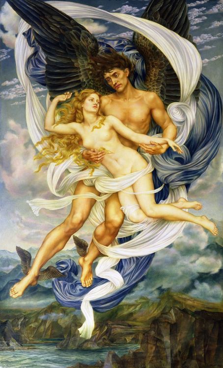 the-evil-clergyman:Boreas and Oreithyia by Evelyn de Morgan (1896)