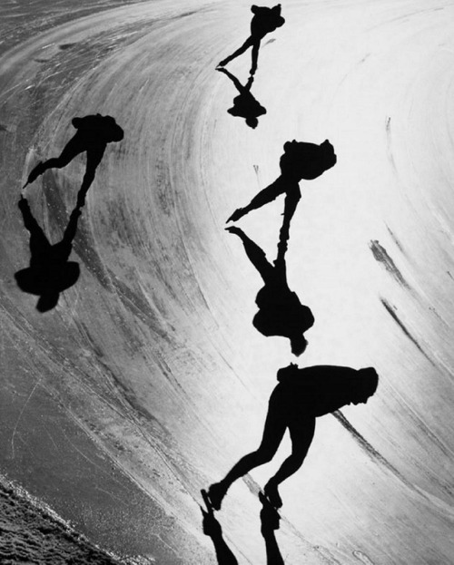birdsong217:Siegfried Lauterwasser. Speed skaters training for the Winter Olympics, Davos, Switzerla