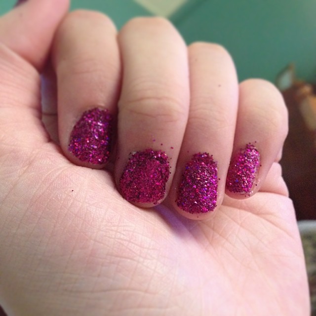 Sparkle nails step 1. :) holly shirt I&rsquo;m covered in glitter&hellip;.