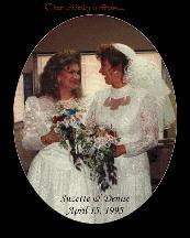 These pictures are from the 1995 double-gown wedding of crossdresser Suzette and her spouse, Denise.