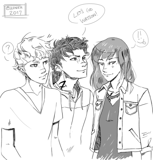 cassandraclare: leenieh:Kit, Ty, and Livvy :3 (Line art practice 3) the detectors!