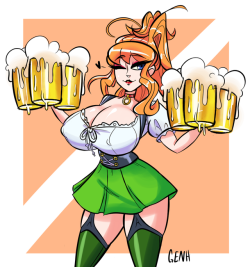 gray-eggs-n-ham:Thigh-Up Commission of Mizuki Tachibana dressed as an oktoberfest serving girl for @rudeboy308 !Commission Info || Tip-Jar