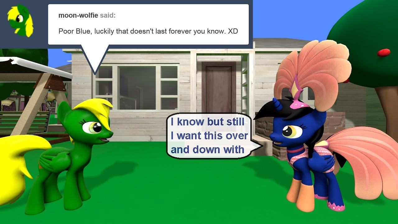 ask-the-out-buck-pony:(Alicorn Showmare Anon Spell 4/6)song Copacabana by Barry Manilow