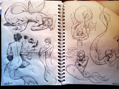 thacmis:complete pages of more cherik mermaid sketches(click on them to see them in better res)