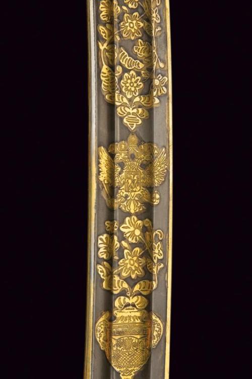 Gold decorated Russian shashka sabre, early 20th century.from Czerny’s International Auction H