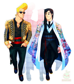 ponkuno:  Samurai Bravo - Johnny &amp; JackThe clothes are from Balmain’s fall and winter collection~  I just want to see these two with some killer extravagant wears. Also Jack is coming back. I’m excited~ Hope to draw more of these two in the future.