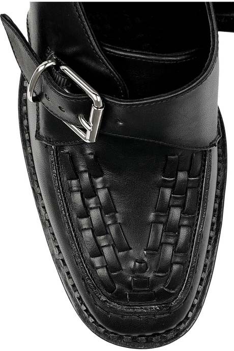 Burberry Prorsum wedge heels with woven detail at front and a monk strap