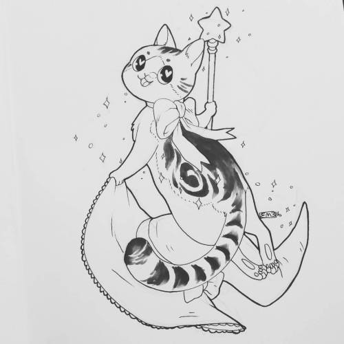 #Inktober no. 21, drew magical girl miya from one of @weissidian&rsquo;s inktobers #kitty #magic