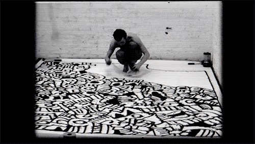 somethingtoseeorhear:  Painting Myself Into a Corner  Keith Haring, 1979  