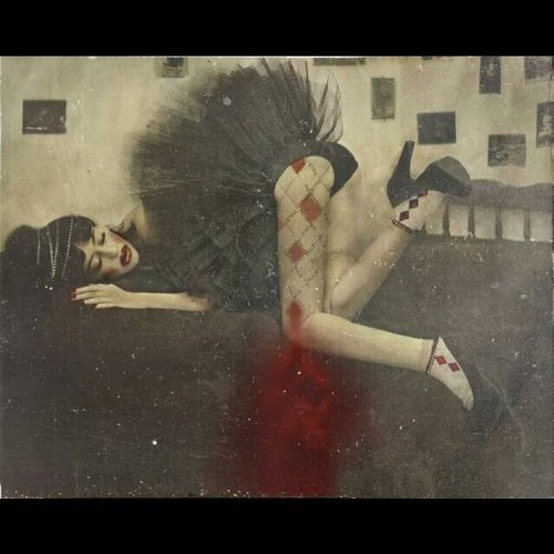 Photograph by Rimel Neffati ...#boudoir #harlequin #noir #tutu #rimelneffati #surreal