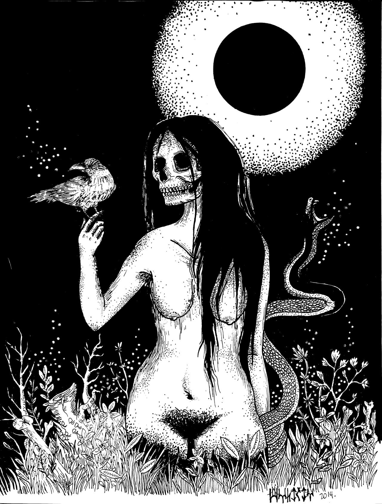 acidafractis:  Muerte  (Dibujo para convocatoria Mortus calavera 2014, Santiago,