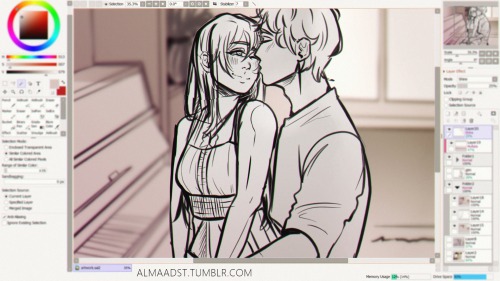 Working on a cute couple now! (ﾉ∀`♥)Commission info