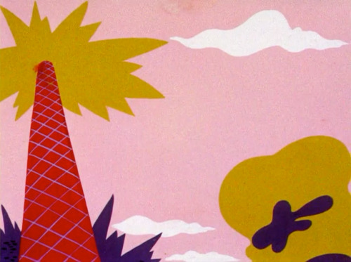 Backgrounds from Wackiki Wabbit (1943), a Bugs Bunny cartoon directed by Chuck Jones