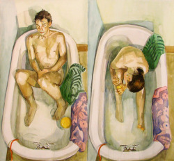 grundoonmgnx:    Jane Fisher, The Bath,1987Watercolor on paper, 57&quot; x 57&quot;   