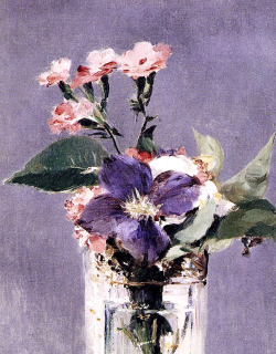 hnnhmcgrth:  Edouard Manet - Pinks and Clementis in a Crystal Vase, C. 1882 